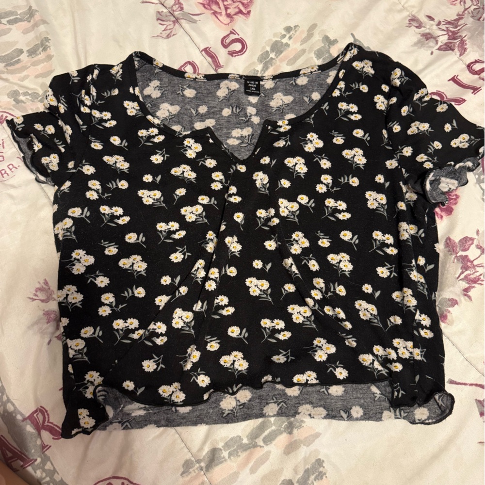 SHEIN Black Floral Top